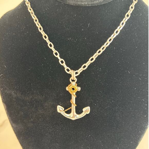Brighton Silver Anchor Long Nautical Charm Necklace - Picture 4 of 5